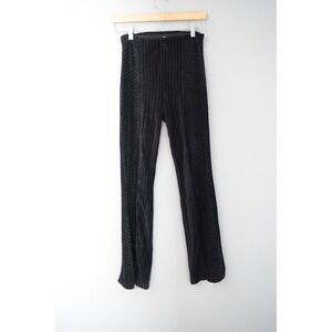 Free People Penny Pull-On Velvet Flared Pants XS Black Ribbed Women Boho Retro